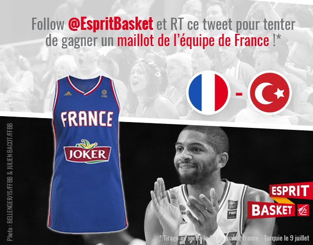 EspritBasket's tweet photo. #JeuConcours Pour le match #FRATUR, Follow + RT pour tenter de gagner un maillot des Bleus ! 🇫🇷 🏀 https://t.co/XYrEYZL8mP