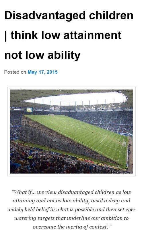 DrDanNicholls's tweet photo. Think low attainment not low ability for pupil premium.. https://t.co/SQa49o7M7d #CLFCon16 @johndunford @vianclark https://t.co/uklpSwJEEo