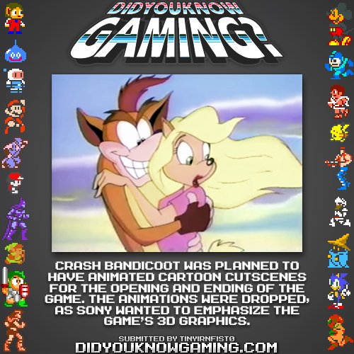 ElysiumgamingR's tweet photo. Hello!
#HappySaturday #DidYouKnow #CrashBandicoot #gaming #fact #gamers #goodmorning #interesting https://t.co/E3qZF1wUHV