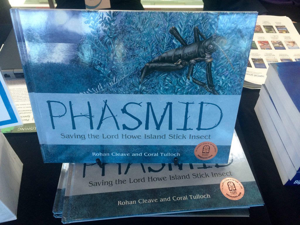 drmparrott's tweet photo. Award winning Lord Howe Island Stick Insect conservation book, Phasmid, at #SCBO2016 ! @ZoosVictoria https://t.co/AeG2aPSWoc