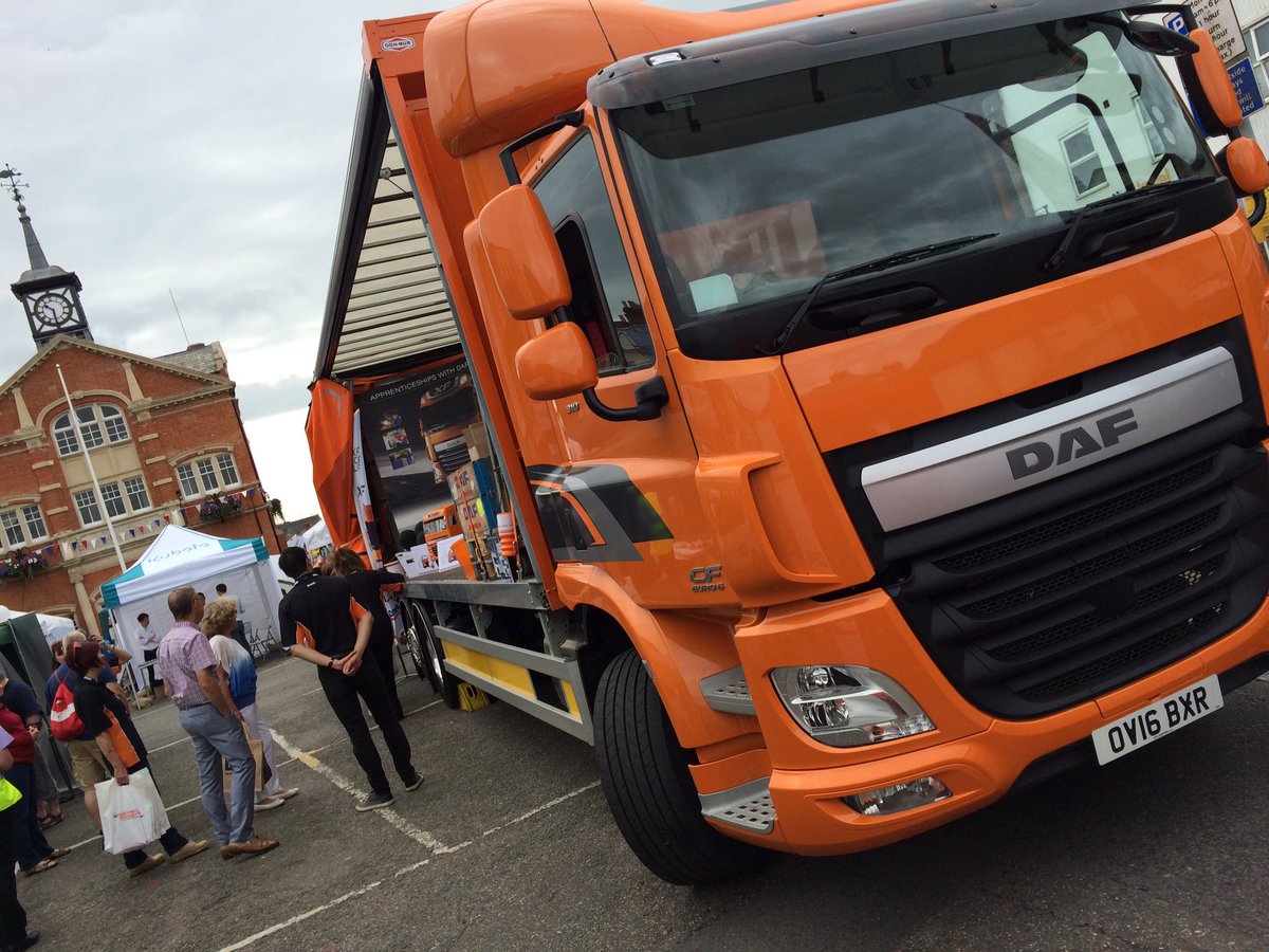DAFTrucksUK's tweet photo. We're in the #Thame high street this morning for @OpenDoorsThame. Come and join us to find out what we do at #DAF https://t.co/hdPbayuIMo