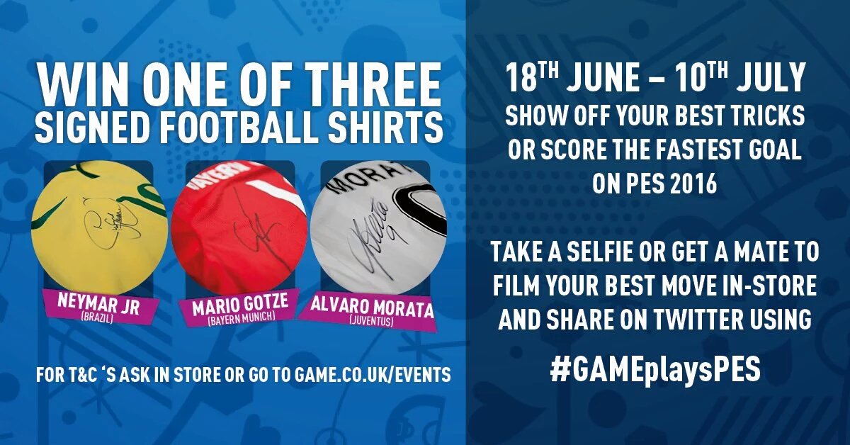 GAMEHinckley's tweet photo. Show us your best footy skill on store! Prizes to be won! #GAMEplaysPES https://t.co/iUgrurBEzV