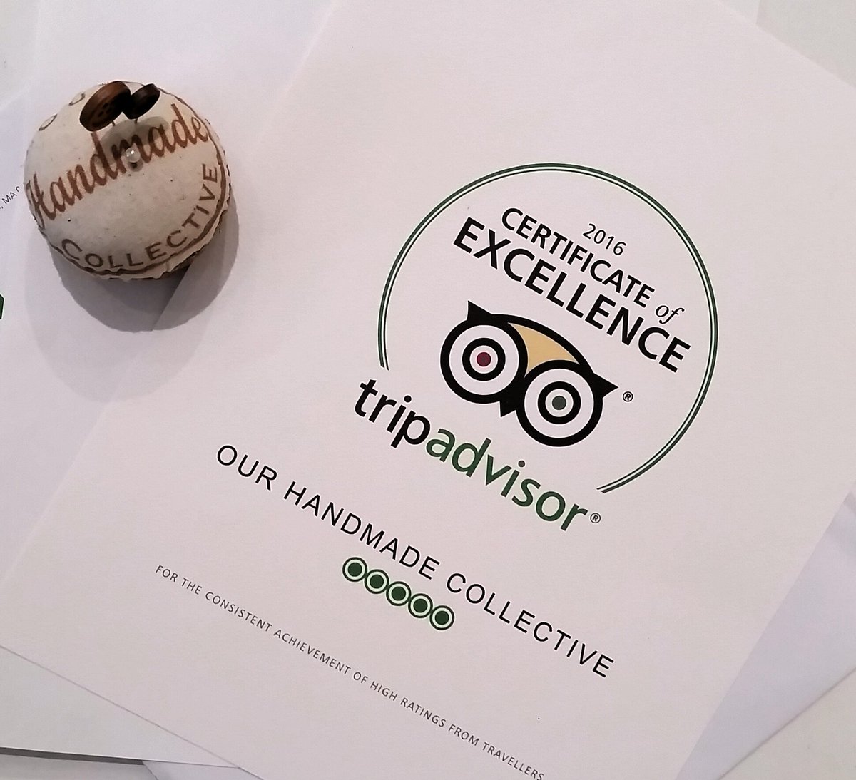 ourhandmadecoll's tweet photo. Whoop! Our @TripAdvisor #CertificateofExcellence just arrived in the post! Yay! #smallbiz #Leeds #Leedsretail #proud https://t.co/PR3wAS6AR8