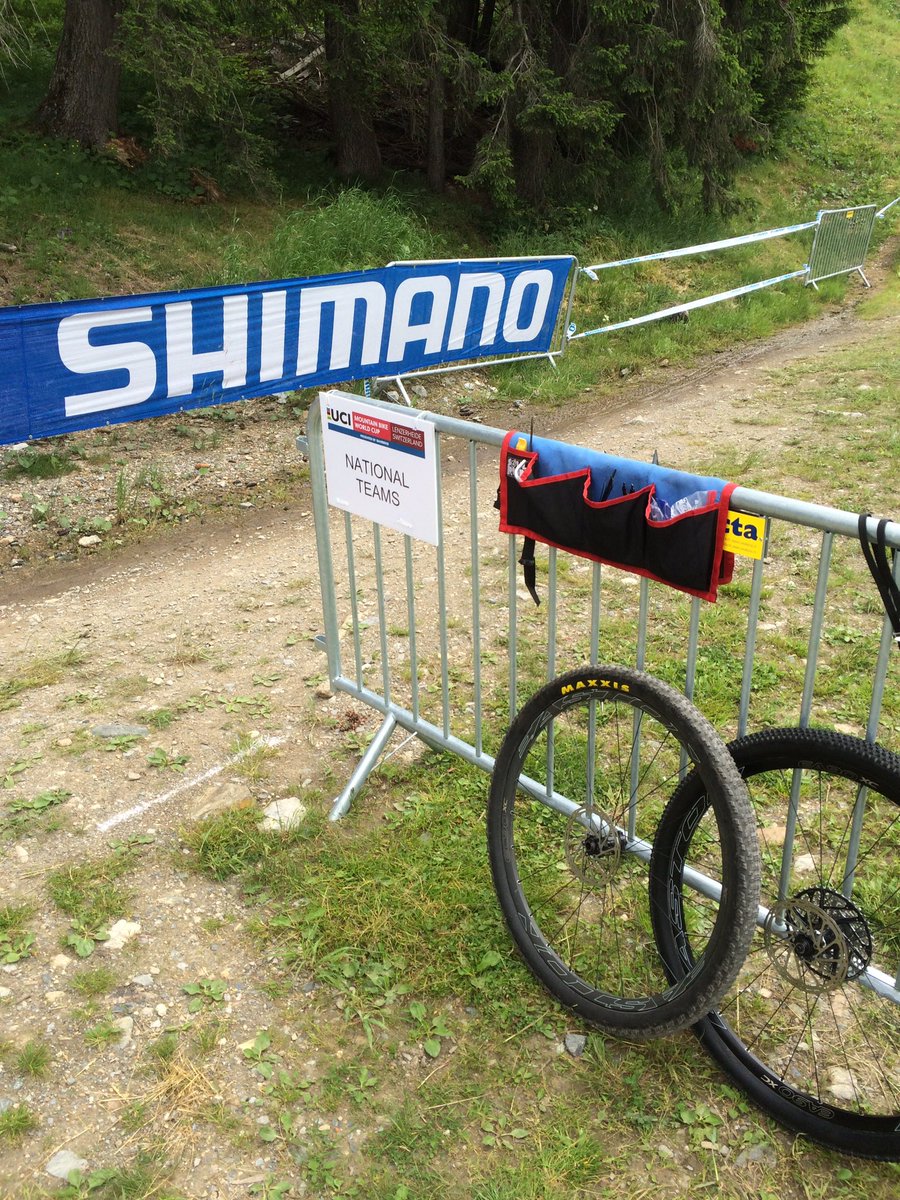 AdamMTrotter's tweet photo. Missing out on @BCBikeRace this year. Shout out to the @ShimanoMTB aid station crew from my tech zone to yours https://t.co/b6edbmopo5