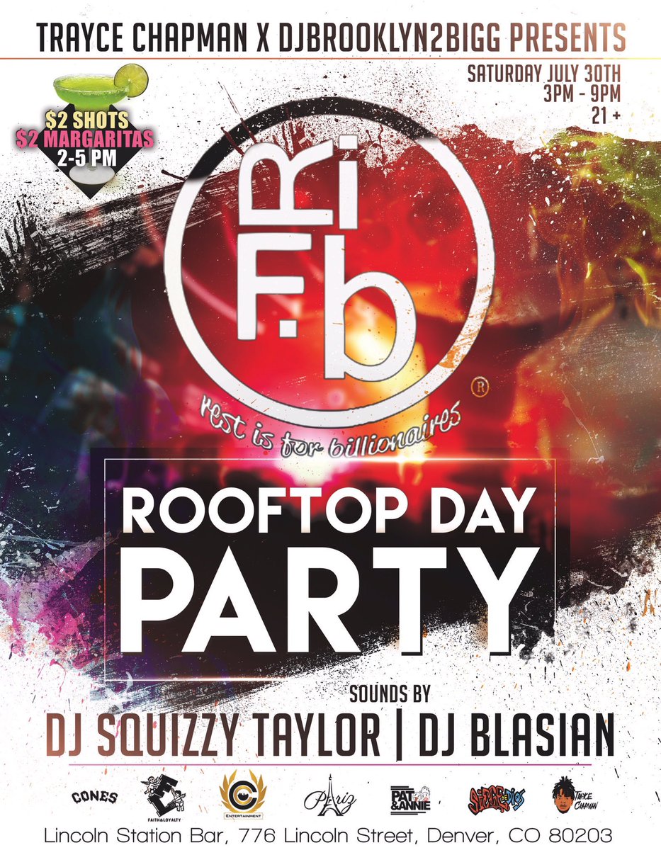 CCENT5280's tweet photo. Rooftop day party!  Save the date 7/30/16 $2 margaritas $2 shots something you don't want to miss! https://t.co/DBjPGwrpl7