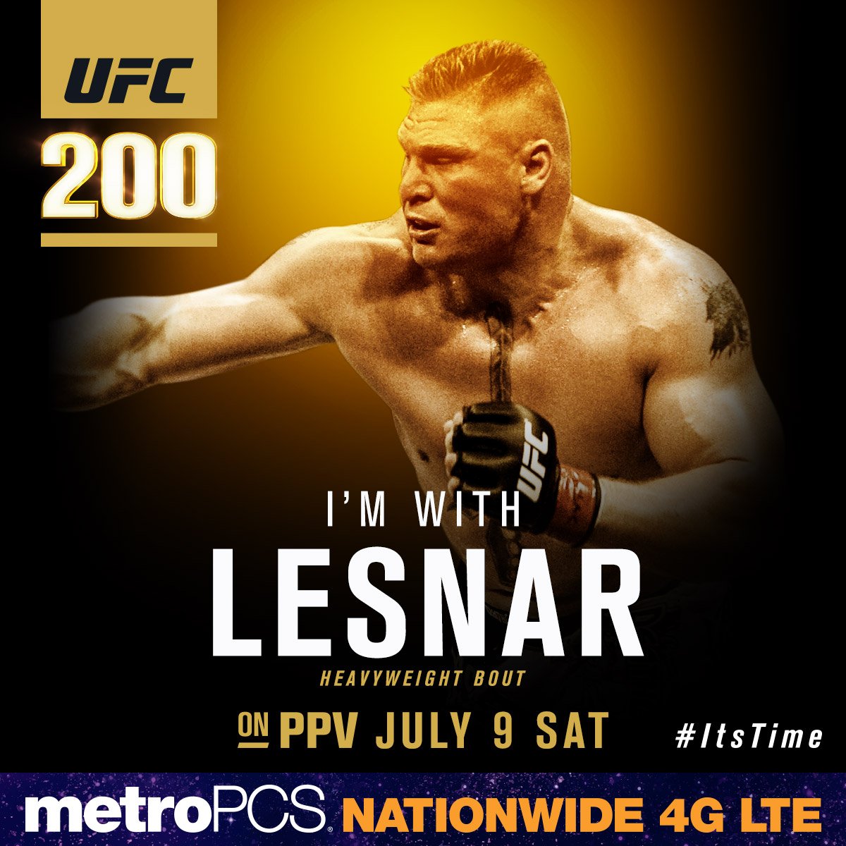 ufc's tweet image. RT if you&apos;re w/ #TheBeast @BrockLesnar TONIGHT at #UFC200 | @MetroPCS #CloserThanEver metropcs.com/ufc