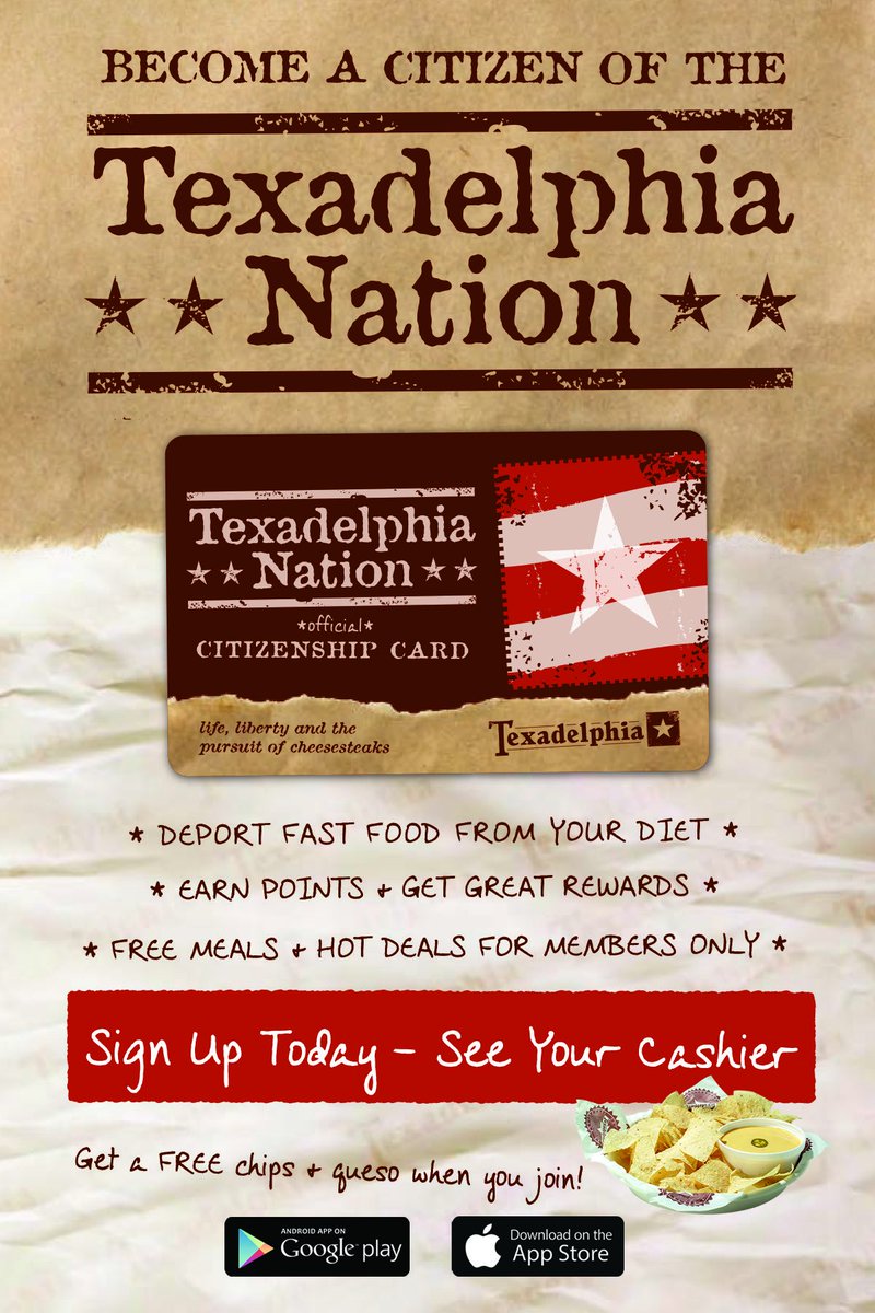TXdelphiaPlano's tweet photo. Download the Texadelphia Nation app to join our loyalty program and start enjoying the perks! #TexNation https://t.co/5Gp58AtdWt