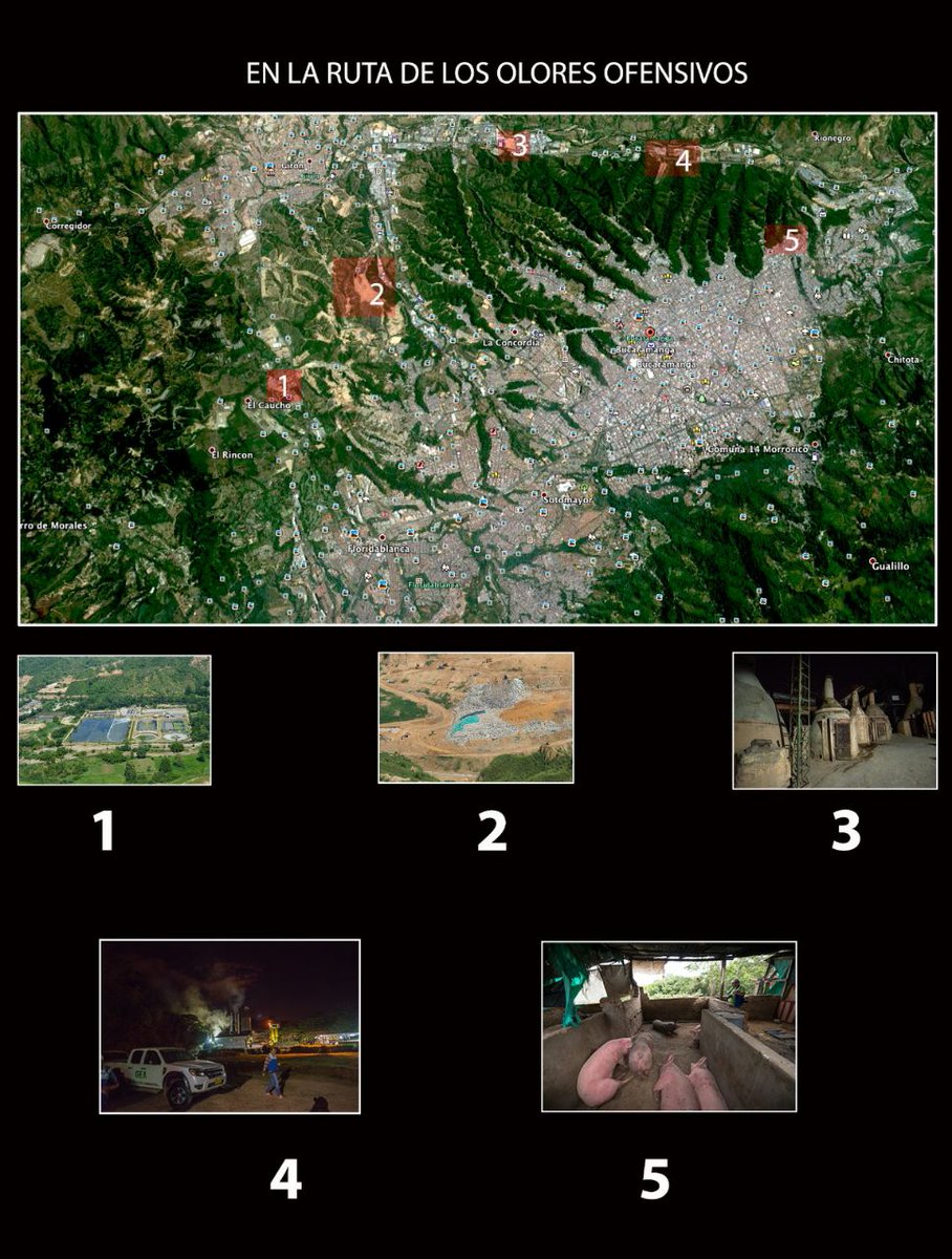 CaracolBga's tweet photo. Mapa de olores ofensivos en @AreaMetroBga @CARCDMB: La Petar, El Carrasco, Cohingra, Sebosander, Harinagro. https://t.co/WFIF1A0h84