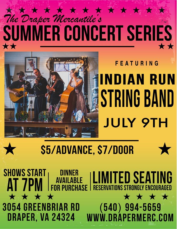 Next3Days's tweet photo. Summer Concert Series tonight @DraperMerc ft. old time from Indian Run Stringband, 7pm. $7
https://t.co/VhiZRBsUEo https://t.co/X8auEt4JIX