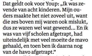 Matig presteren op school zegt NIETS over je talent: Ook Youp was een 'traaggroeiende boom' (NRC 9/7)