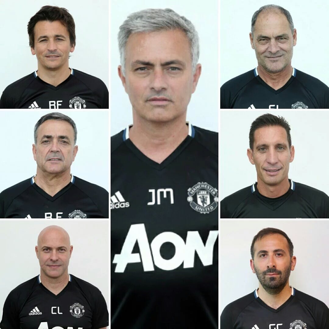 SiaranBolaLivee's tweet photo. Mourinho dan para staff pelatih Manchster United. https://t.co/5eWfMYFU2M