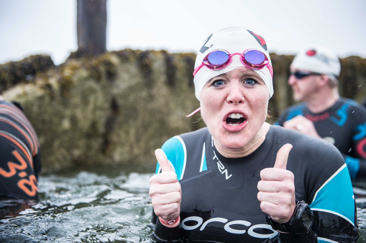 The cold water didn't seem to knock the enthusiasm out of athletes! 
Photo Credit: Clearskiesahead.com