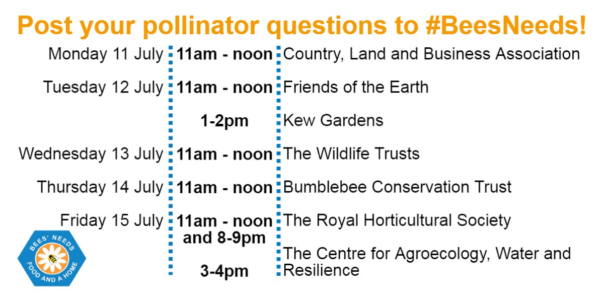 Schools - geography or biology during one of these slots next week? Post your questions using #BeesNeeds <a href="/DefraGovUK/">Defra UK</a>