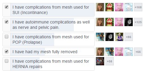 Mesh_Problems's tweet photo. In group of 1600+, 312 took survey. 168 injured by midurethral #mesh SUI sling, 86 prolapse/POP mesh, 58 hernia mesh https://t.co/8Zj5ApW0U2