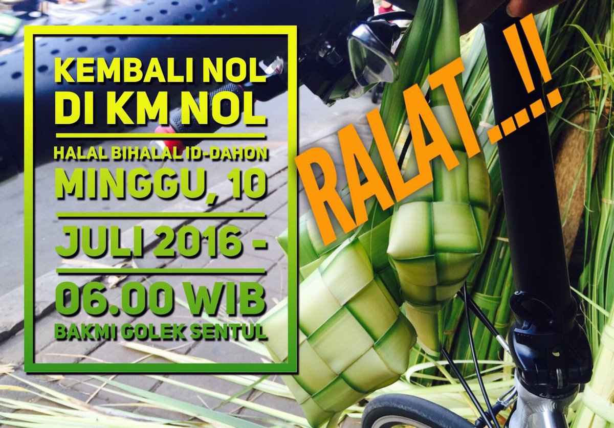 Yuk hal bihalal, kembali NOL di Km NOL <a href="/SIdriyanti/">Shinta Idriyanti</a>  <a href="/petahijau/">Green Map Indonesia</a> <a href="/Rodalink_Ind/">Rodalink Indonesia</a> <a href="/BikeColony/">Bike Colony</a> <a href="/idfoldingbike/">id-foldingbike</a>