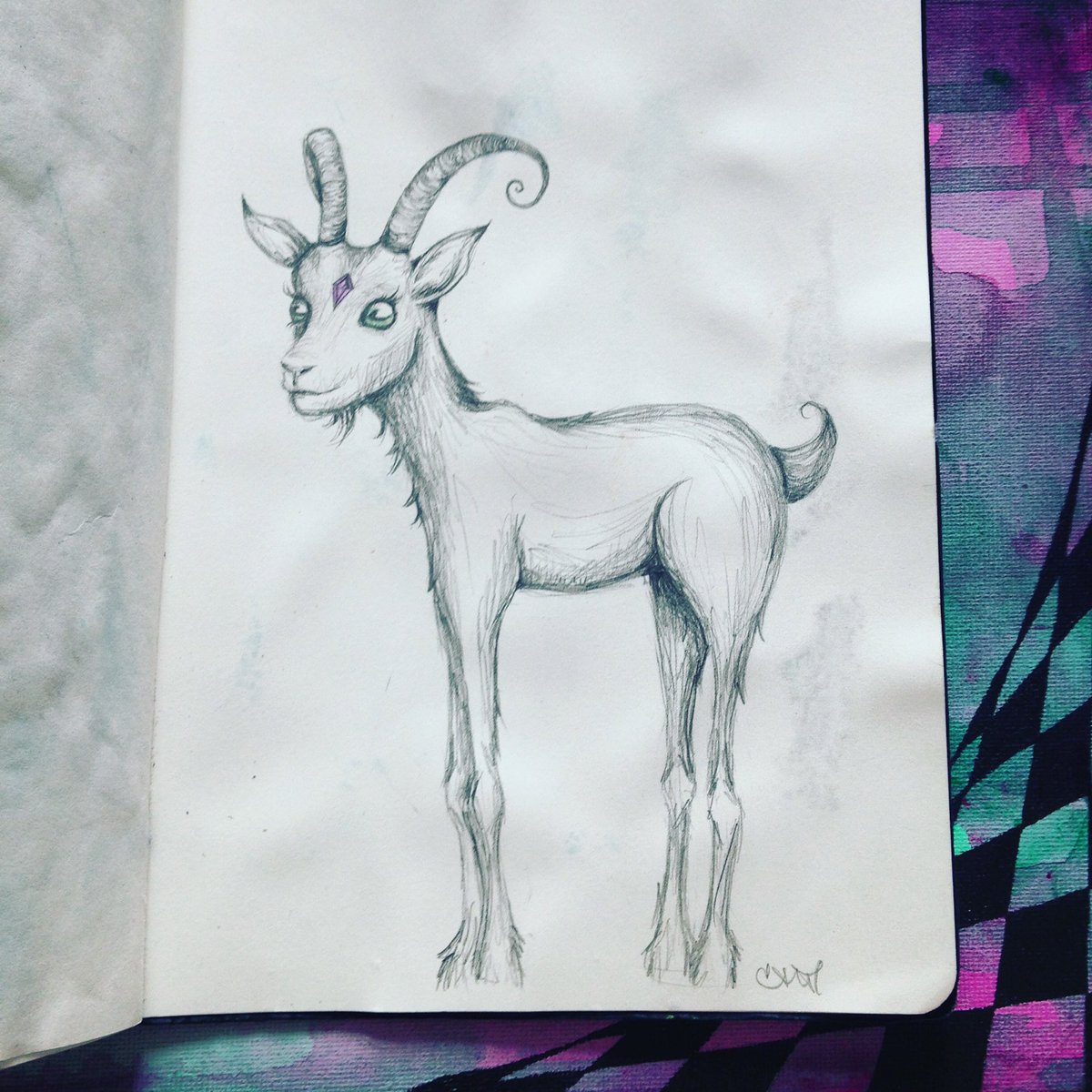 EmyMeowski's tweet photo. Last page in my #sketchbook 🐭 #embracethefunky #art #goat https://t.co/yZGI9TN8nP