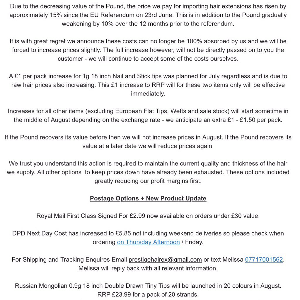 Price changes and new product information for anyone that has not subscribed to our mailing list.