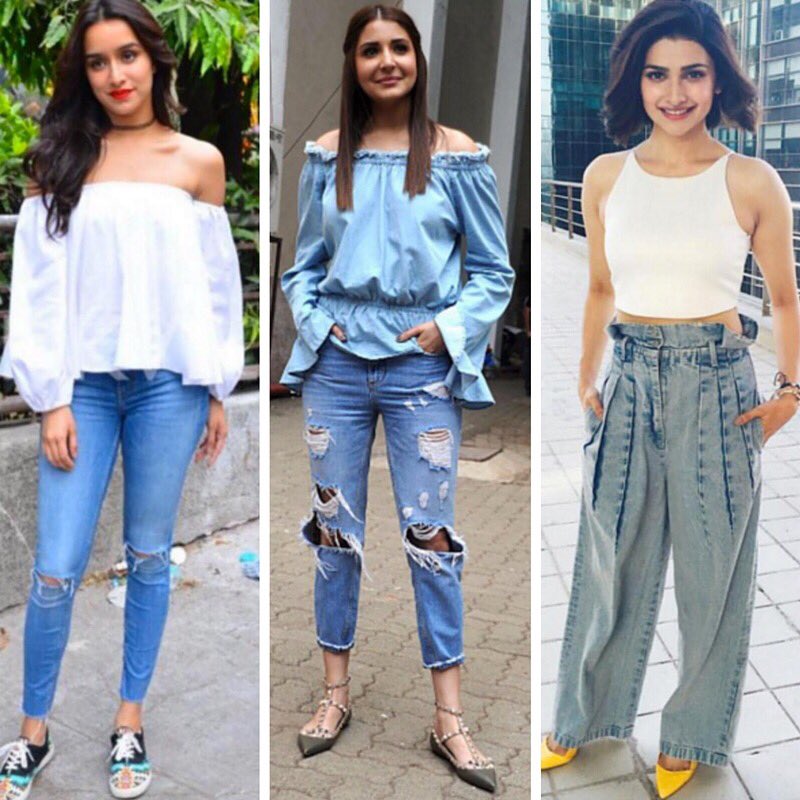 RT if you think these ladies have their denim game on! 
#ShraddhaKapoor #AnushkaSharma #PrachiDesai