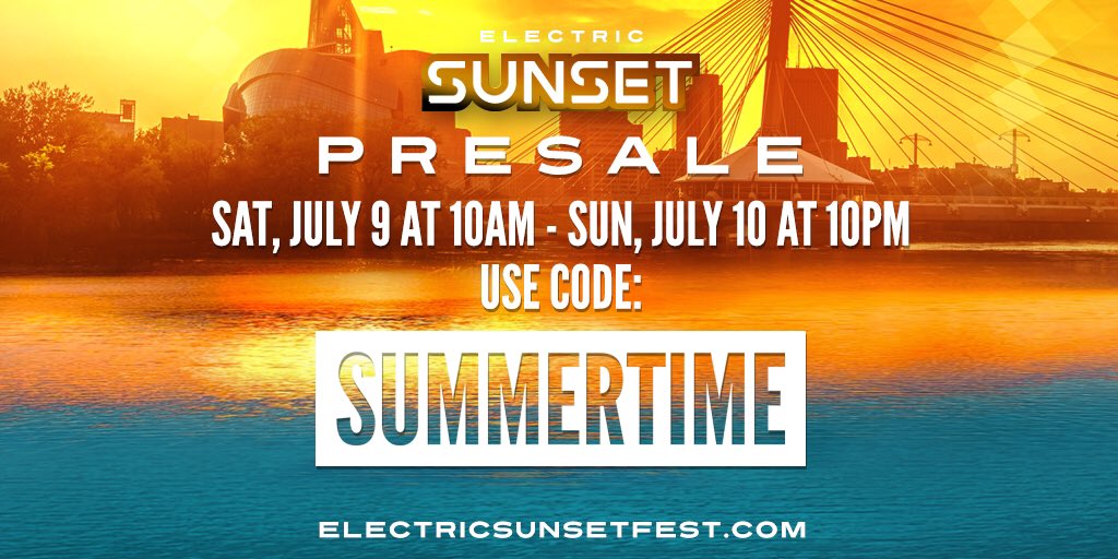 PrairiePromo's tweet photo. @electricsunset_ Presale starts TODAY at 10am! Use code “SUMMERTIME” https://t.co/TdIXCUKC41 #ElectricSunset2016 https://t.co/vRhAA5Fs1H
