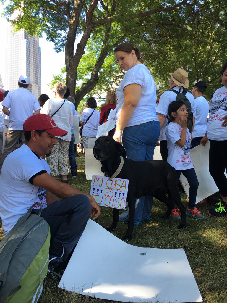 Chris___Kerr's tweet photo. #Walk4JusticeCLE - Even the dogs are calling for compassionate #immigration reform! #Clevelabd #dogs https://t.co/YoS8Xh3FHe