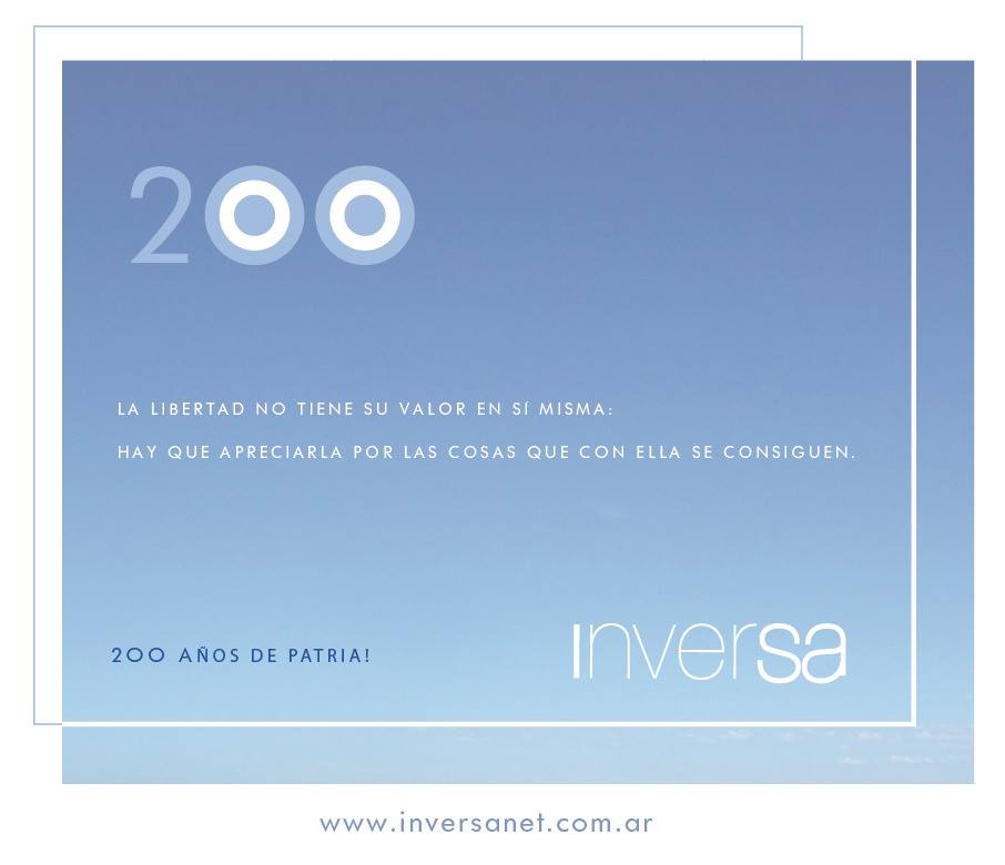 inversanet's tweet photo. Bicentenario de la independencia Argentina. Feliz día! #Inversa2016 #Argentina #IndependenciaArgentina https://t.co/ENE15S1nWn