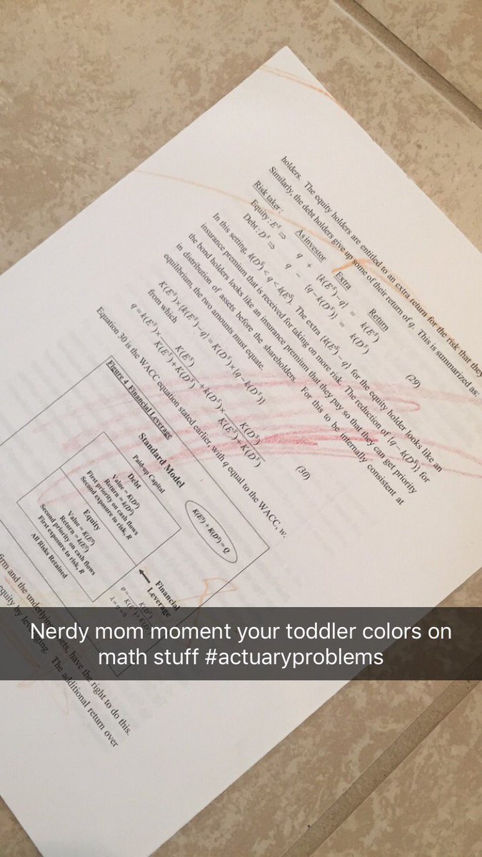 actualary's tweet image. When you let your toddler color on your old study materials... #actuaryproblems