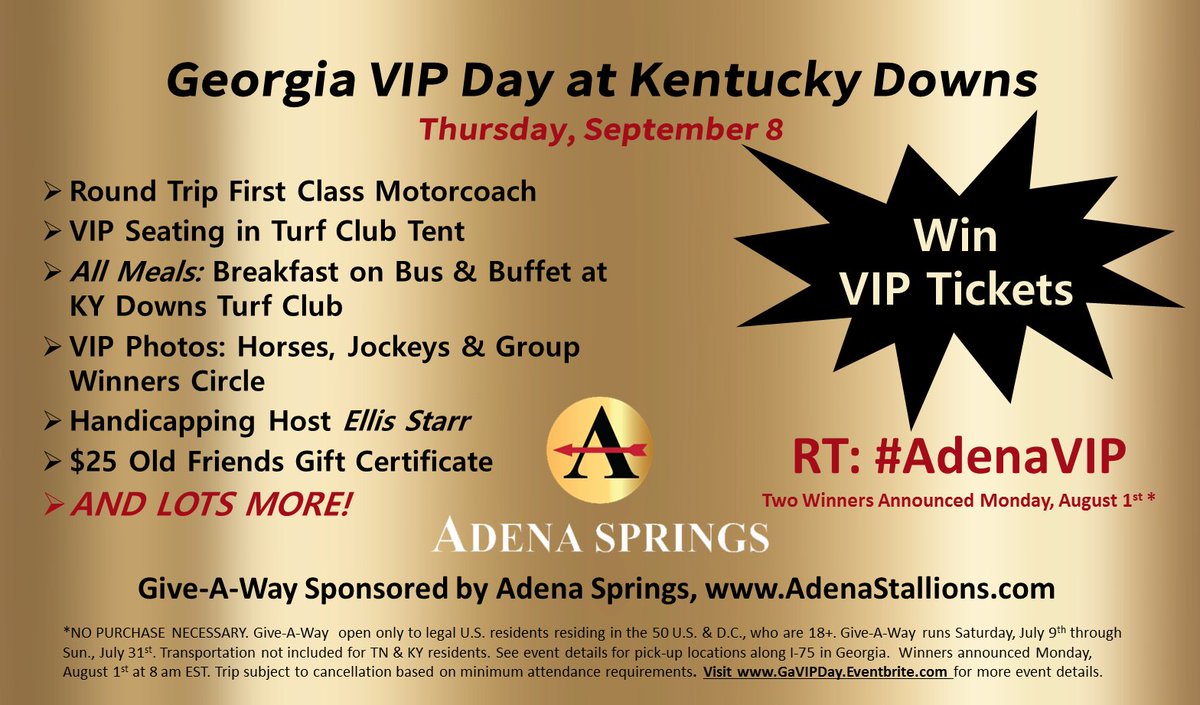 GAHorseRacing's tweet image. Looking for a best bet? RT: #AdenaVIP for chance to win tickets to #GaVipDay @KYDownsRacing gavipday.eventbrite.com