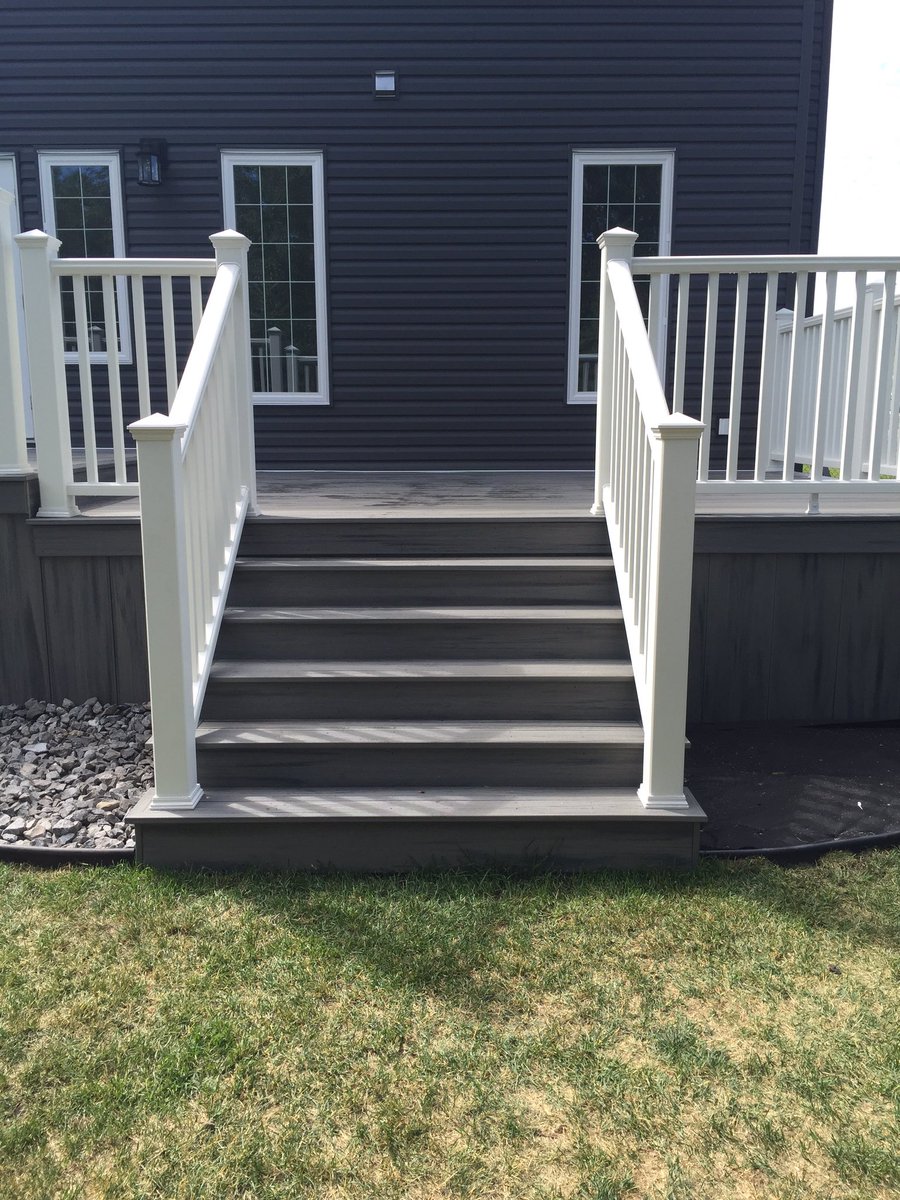 trunatecon's tweet photo. Stairs before and after. A solid set of stairs are essential for a great deck https://t.co/xoo9YM5pIY https://t.co/CL41cybG5u