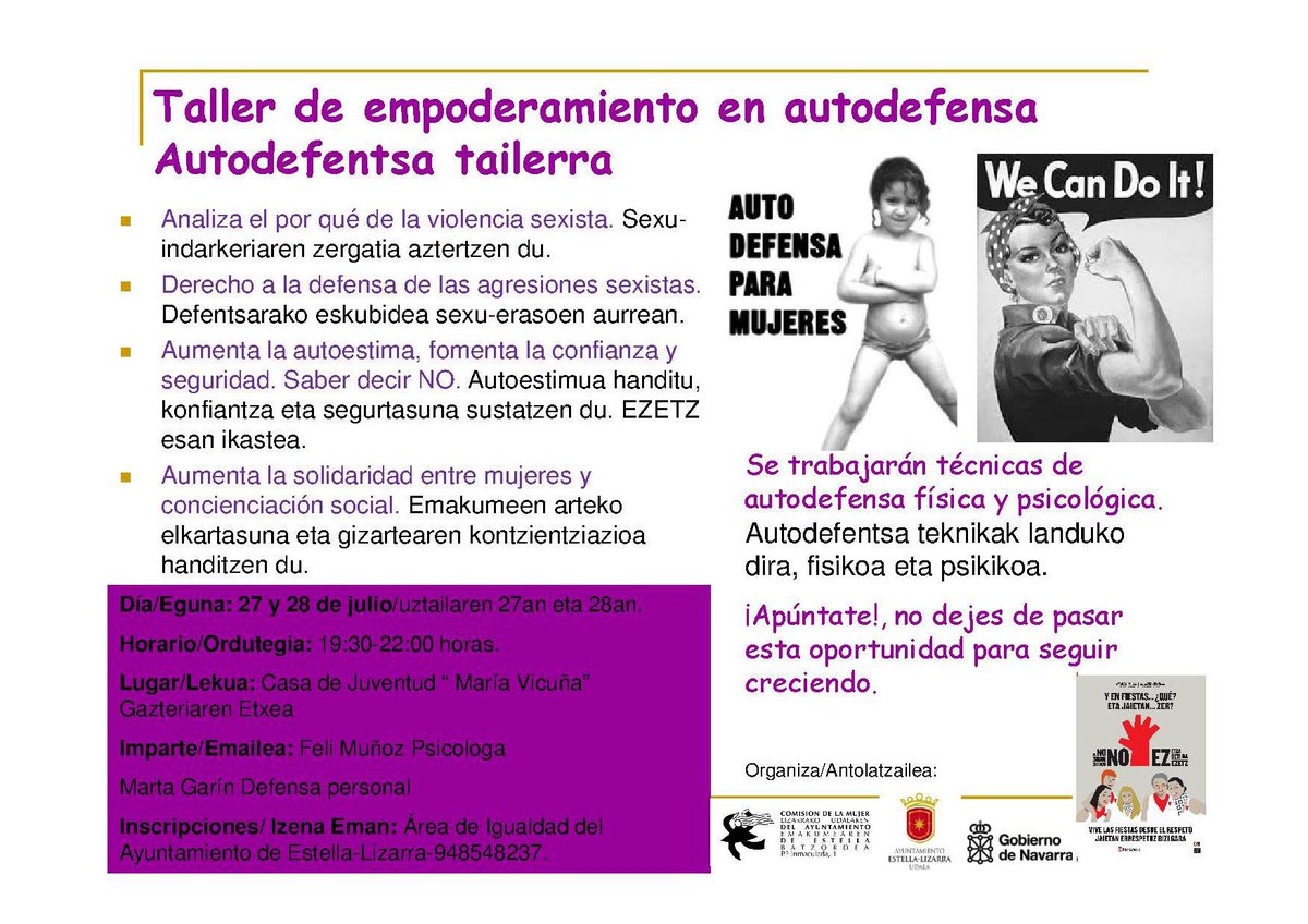 <a href="/sarlokiz/">Sara Txuri</a> <a href="/AreaIgualdad/">Area de Igualdad Ayuntamiento Estella-Lizarra</a> <a href="/EstellaJuventud/">Juventud_Estella</a> <a href="/entreto2auzolan/">Revista Entreto2</a> <a href="/lizarrakogazte/">Lizarrako SUGARRA Gaztetxea</a> <a href="/LizarraldekoInf/">LizarraldekoInfo</a>