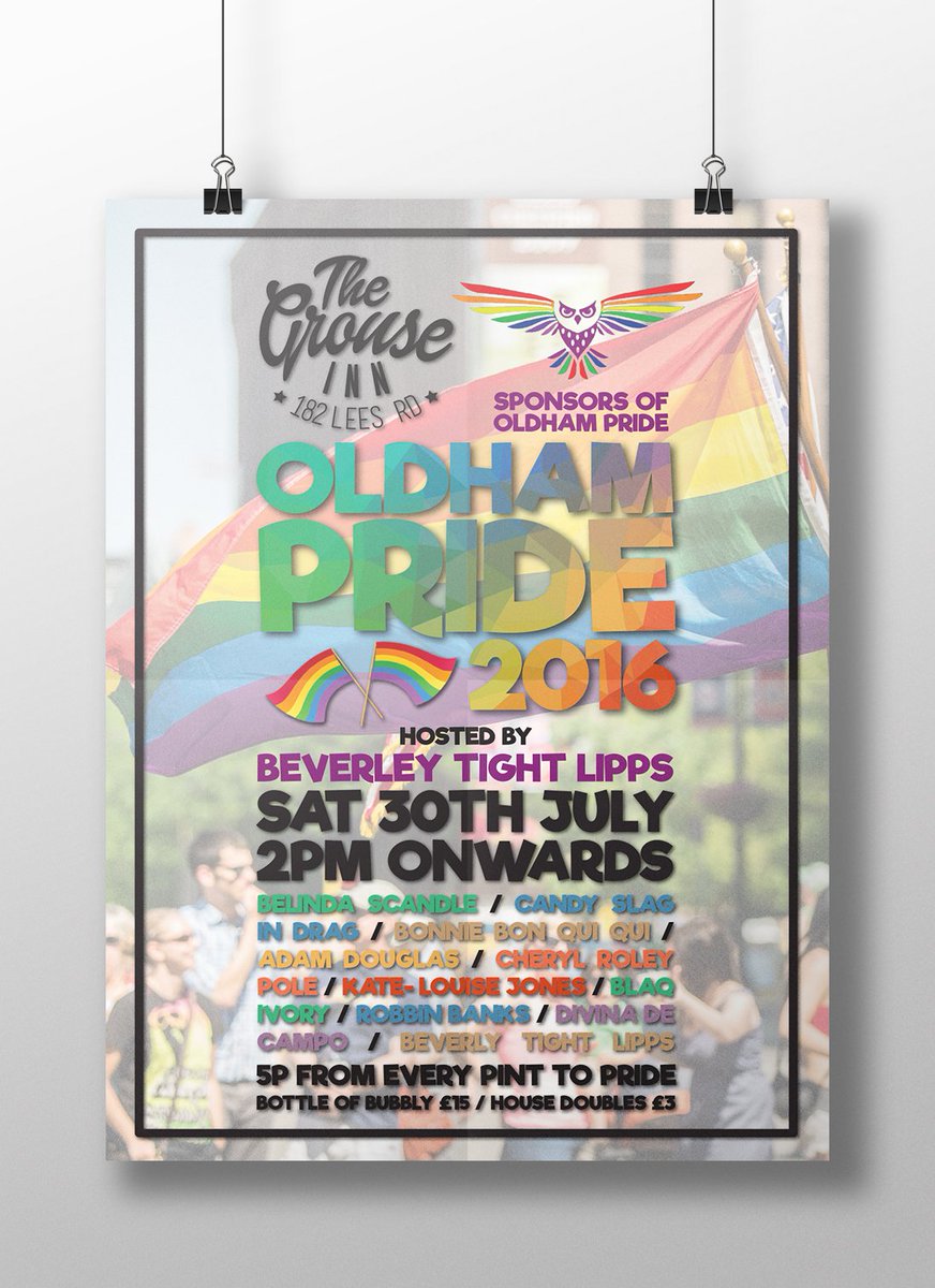 ACheshireDesign's tweet photo. It's great to be working with The Grouse Inn, Lees Rd, who are supporting the upcoming Pride events in Oldham! https://t.co/POJymQTAuj