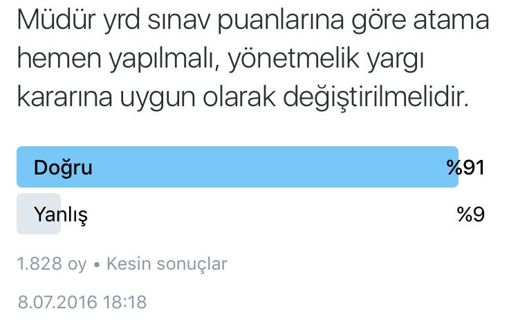 Ankette  %91 sınav puanına göre atamalar yapılsın, yönetmelik yargı kararına göre değişsin, dedi.Aklın yolu birdir.