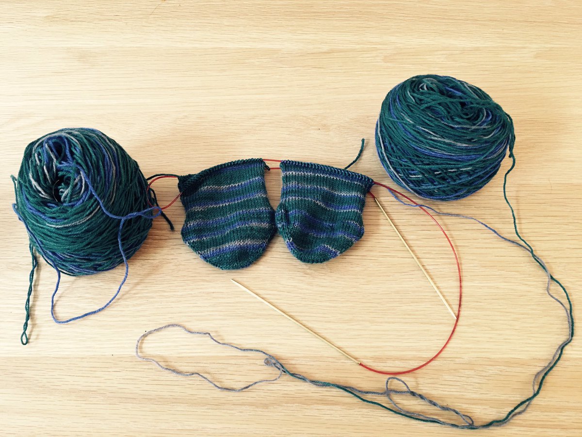 Fads86's tweet image. Started my second pair of two at a time #socks using #magicloop. Love the self stripping yarn #knitting