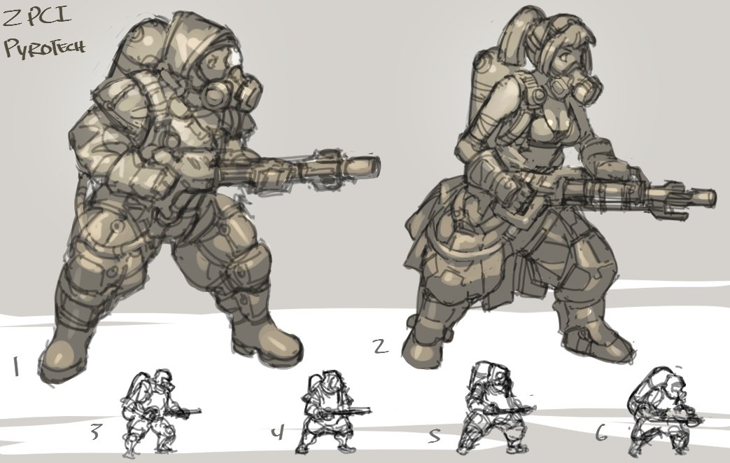 Early ZPCI concept art by Jet Kimchrea. Best way to deal with zombies is to burn them, right?