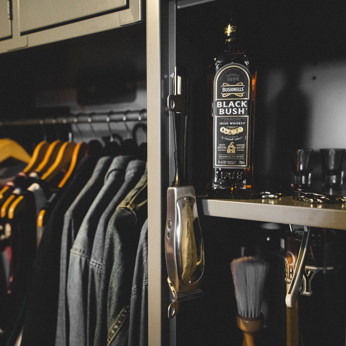 BushmillsUSA's tweet photo. AJ the Barber did more than try his creative gifts on for size, he built a whole studio around them. #blackiscalling https://t.co/c8ZEW9XuV3