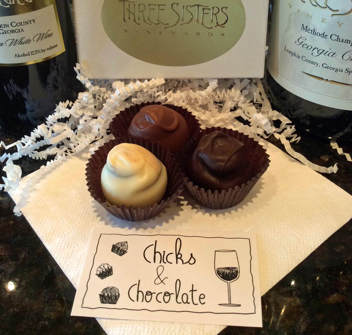 dougpaul's tweet photo. Something fun for a small group of BFFs this Summer. Three Sisters Chicks &amp; Chocolate Tasting. Boys welcome too! https://t.co/oU6OKd6doY
