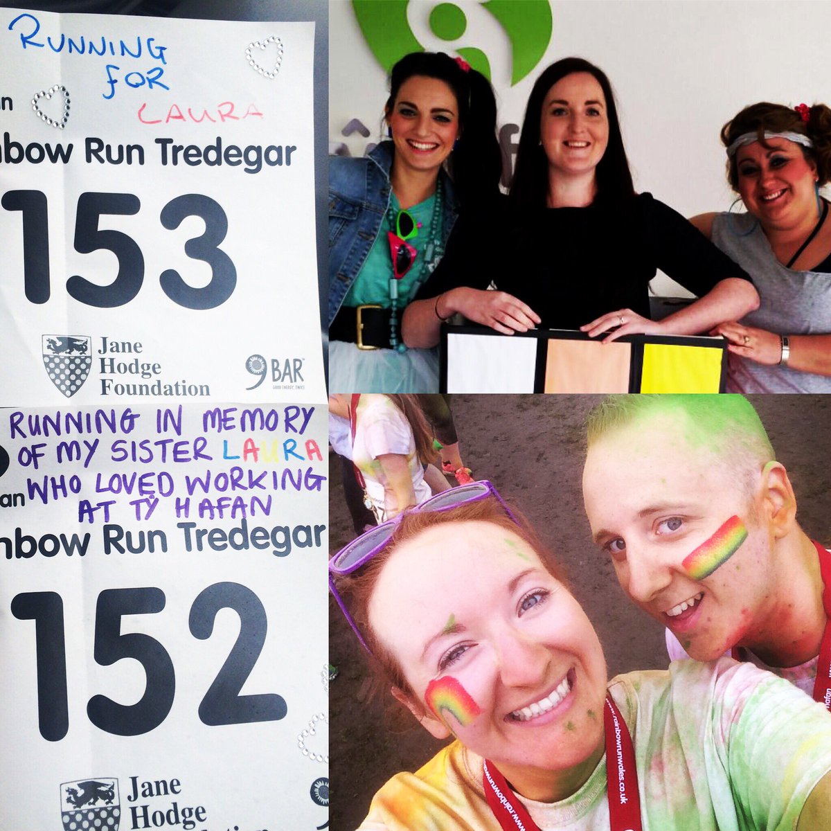 rachelle_barlow's tweet photo. We raised Β£347 for @tyhafan at today's #RainbowRun. Thinking of my big sister #RunningForLaura ππ https://t.co/R12Ox6B23z