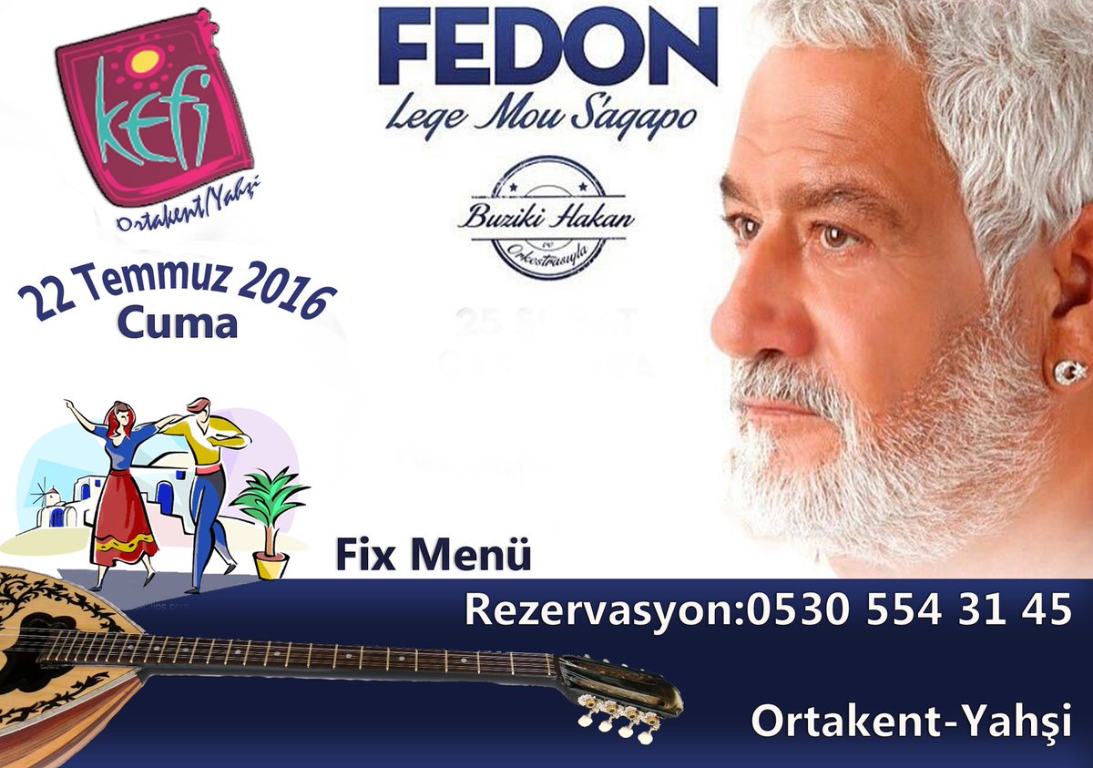 KefiBeach's tweet photo. Fedon 22 Temmuz Cuma günü Kefi sahnesinde rezervasyon: 05305543145 https://t.co/02Fmkab09C #fedon #buzuki #bodrum https://t.co/y2HqygWiwE
