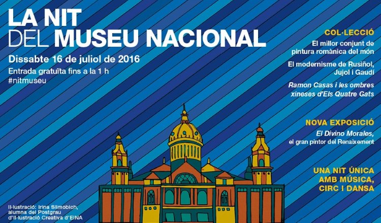 MuseuNac_Cat's tweet photo. El proper dissabte 16 de juliol t'esperem a la Nit! Entrada gratuïta + dansa, circ, música... de 20 a 1 h #nitmuseu https://t.co/SP5hvajHPQ