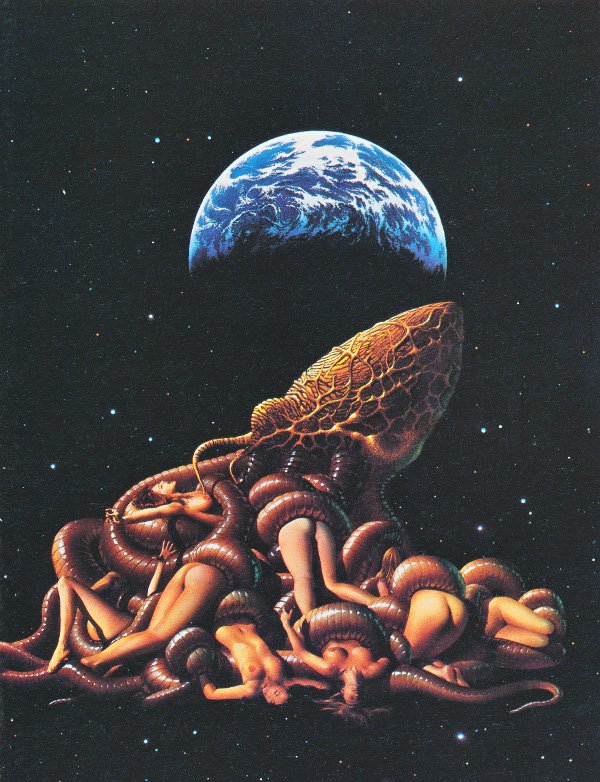 AcidEater_Fusao's tweet photo. The Space Machine, art by Tim White, 1980
from the book The Science Fiction and Fantasy World
#Squid #Octopus #SciFi https://t.co/EnGCFKAVHm