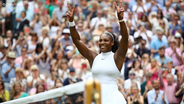 Serena Williams equals Steffi Graf's 22 major titles (14 in straight sets) 2nd to Margaret Court's 24.