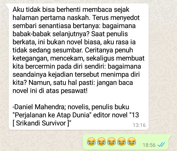 ganezhdidiek's tweet photo. #CatatanEditor novel #SrikandiSurvivor @bukuepigraf @lebahpetualang @aldimperdana @penganyamkata @avonturir1 https://t.co/83L70l3oJh