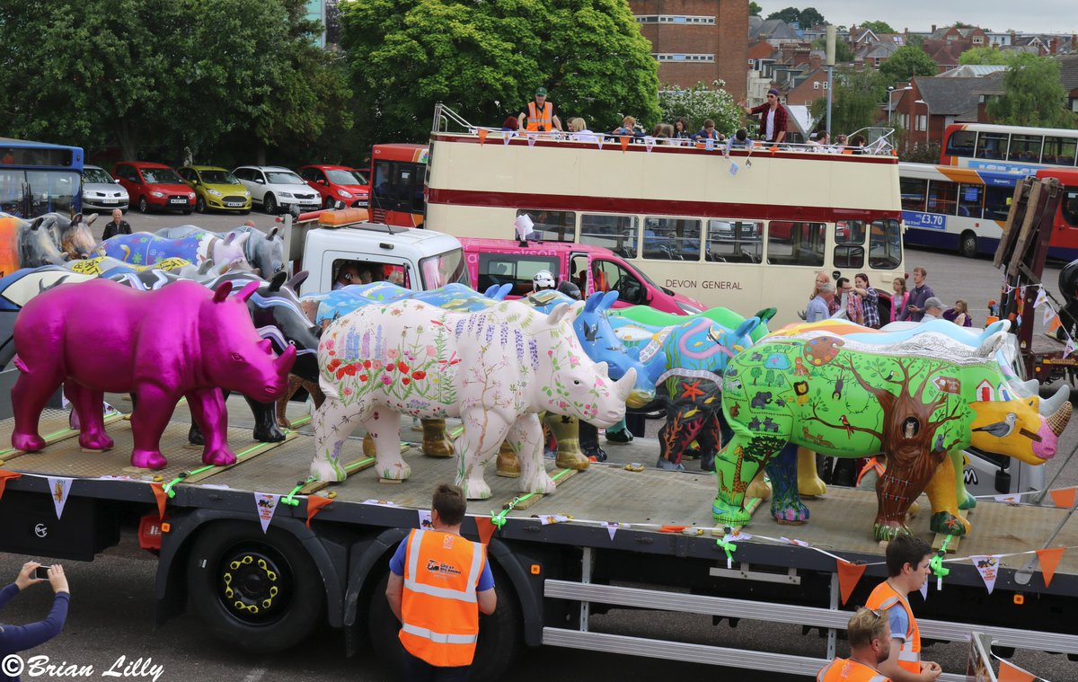 brglilly's tweet image. Some of the many #greatbigrhinos at Exeter Bus Station ready for their road trip @GreatBigRhinos @PaigntonZoo