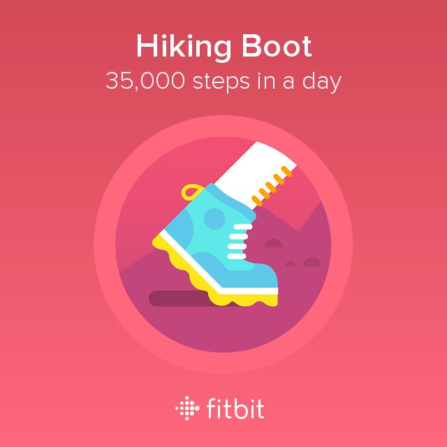 I took 35,000 steps and earned the Hiking Boot badge! #Fitbitk CD ml