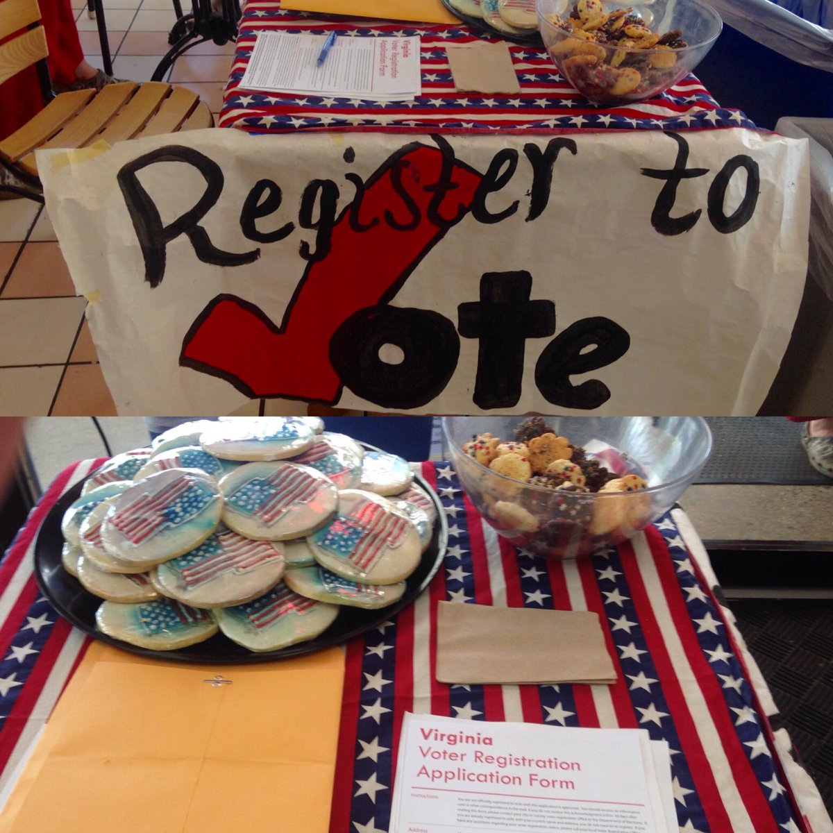 m_deiningerbell's tweet photo. Giving people the right to vote AND American flag cookies?? Does it get better?? #thinkingnot #VirWINia 🍪 https://t.co/JawPwZYpj1