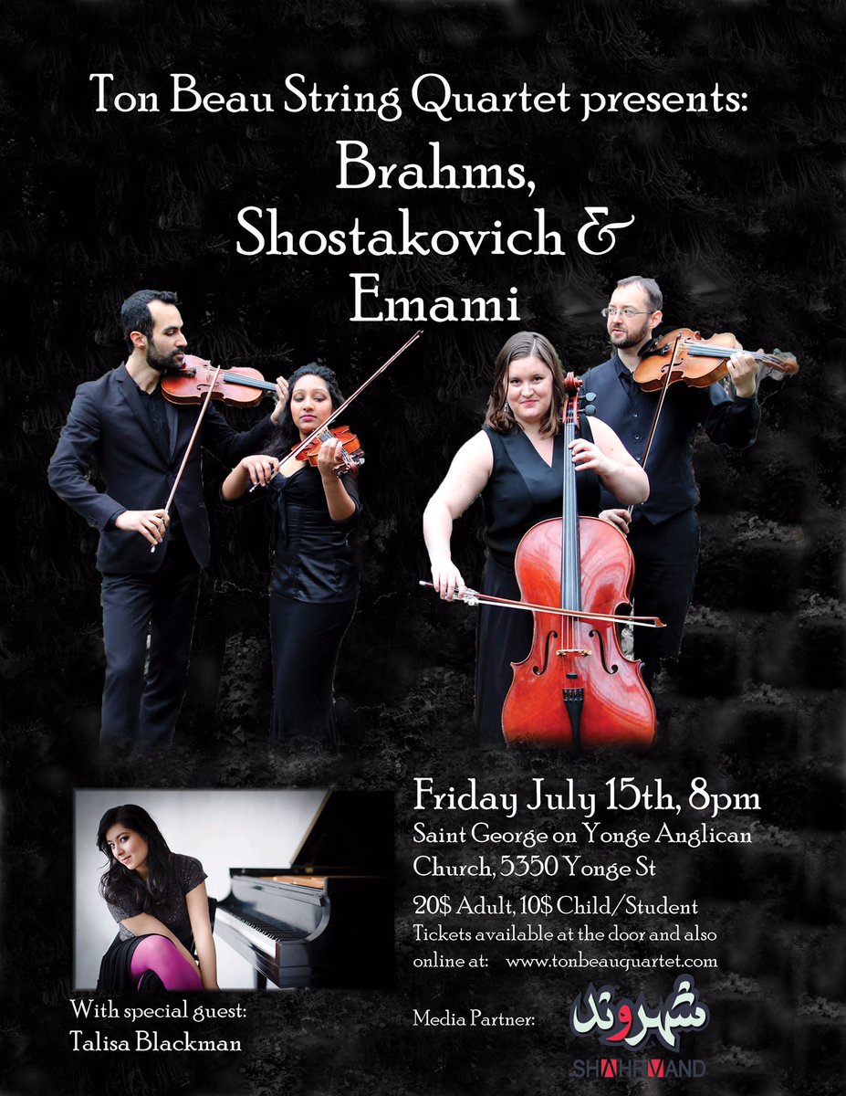 Our next concert is Friday, July 15! Come hear some Shostakovich, Emami (<a href="/icotmusic/">ICOT</a>), &amp; Brahms with Talisa Blackman!