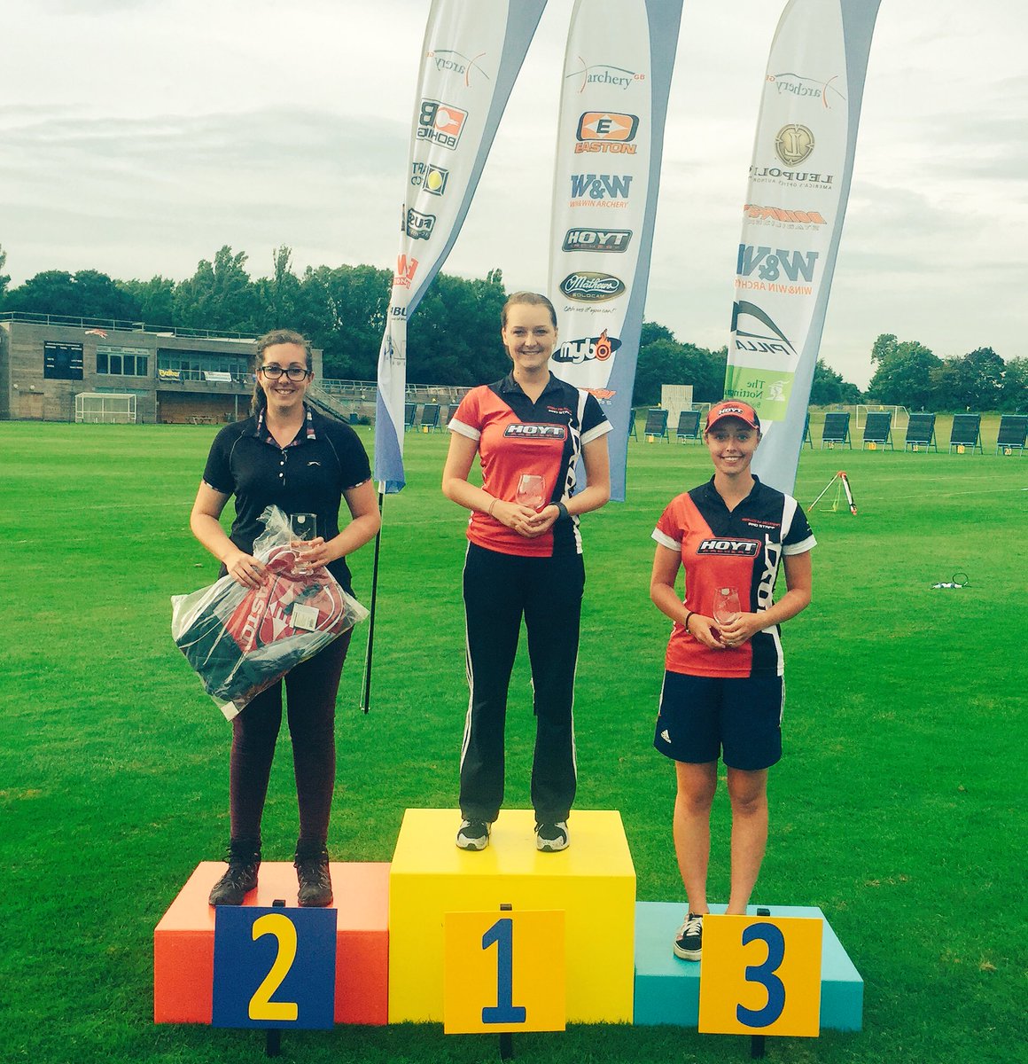 <a href="/archerygb/">Archery GB</a> women's recurve podium <a href="/2012amy/">Amy Oliver</a> Sarah Bettles &amp; @BryonyPitman #agbseeries2016