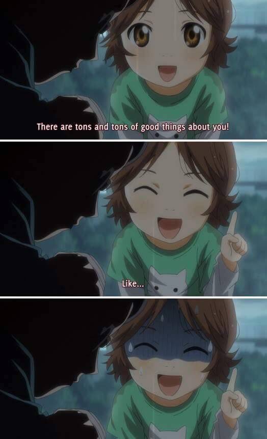 TweetingAnime's tweet photo. When you try to cheer someone up but you can't think of anything good about them https://t.co/92s8Llqs6a