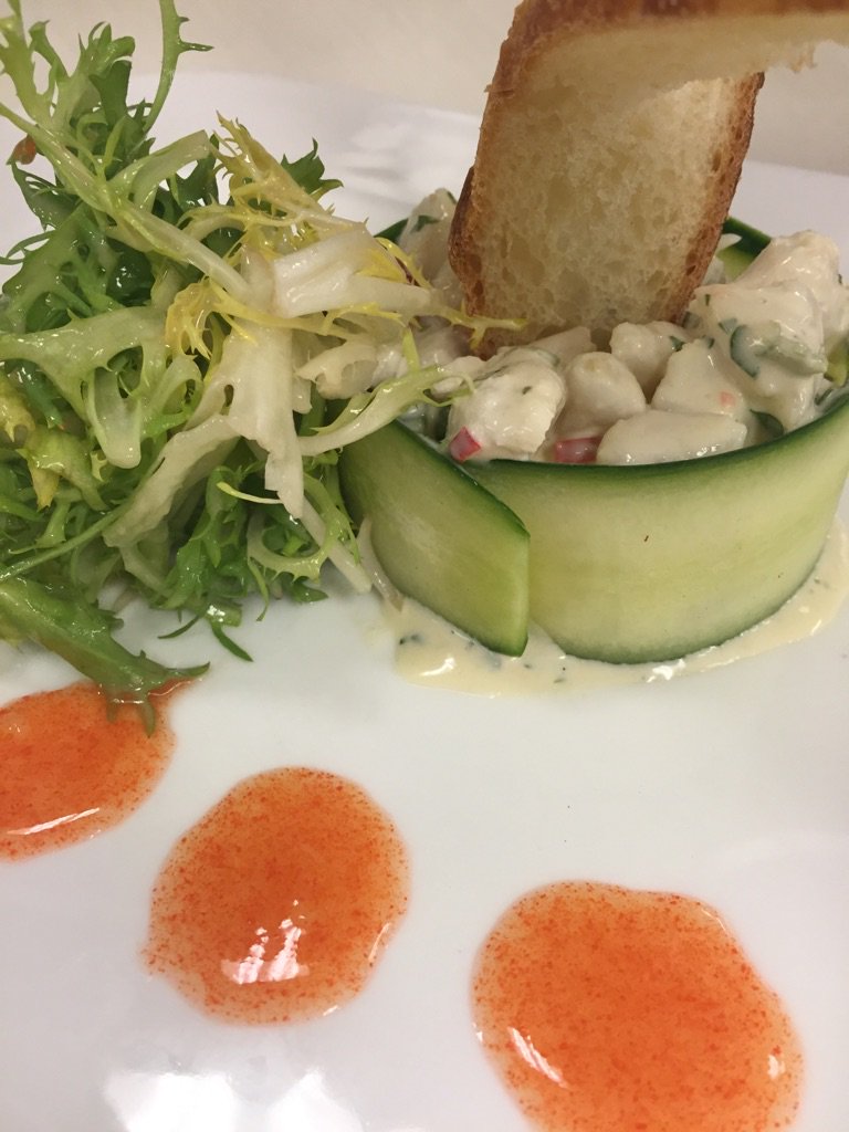 Tonight Chef Tim has made an awesome Jumbo Crab Salad as well as Norwegian Salmon!  Come join us for dinner!