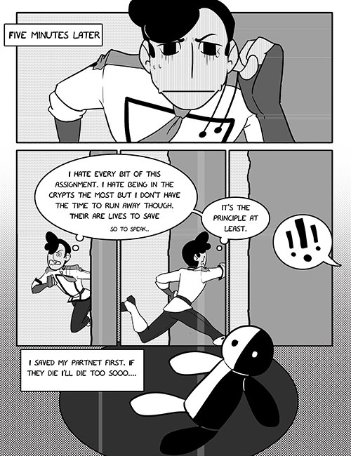 msillzie's tweet image. A comic I drew for  #DAMMED. It's sloppy but I'm happy w/ the result. Had to shrink the pages I hope it look ok! @w@