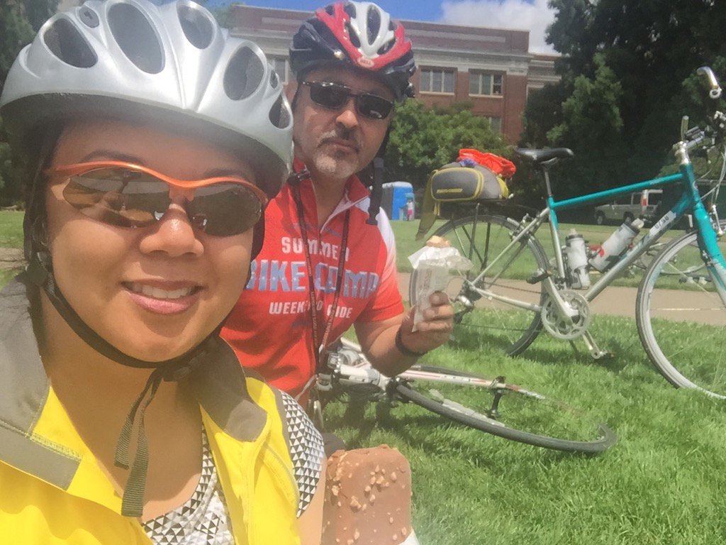 Savoring some well-earned ice cream bars after conquering 35 miles at <a href="/CycleOregon/">Cycle Oregon</a>! #Victory